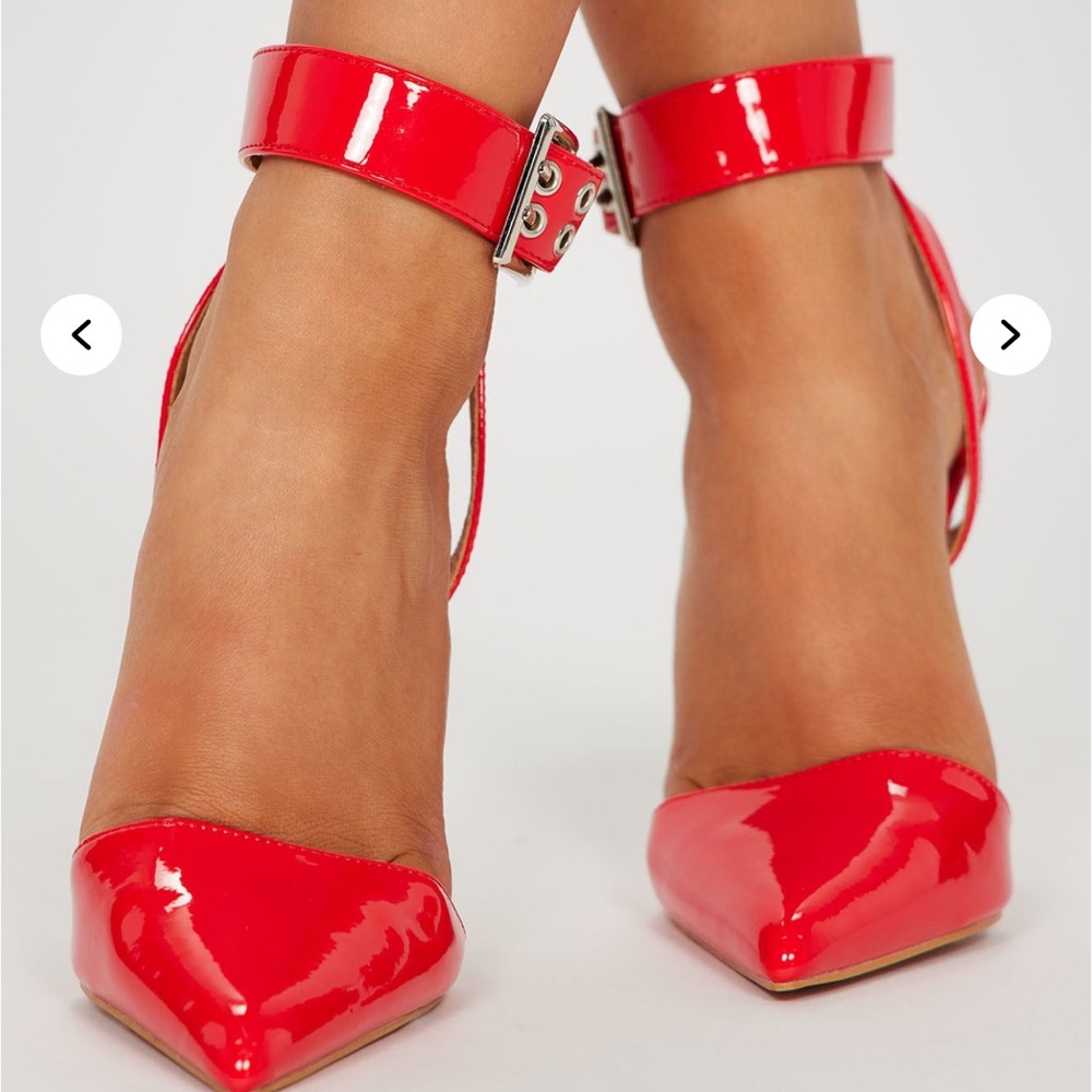 Red Patent Leather Ankle Strap Heels